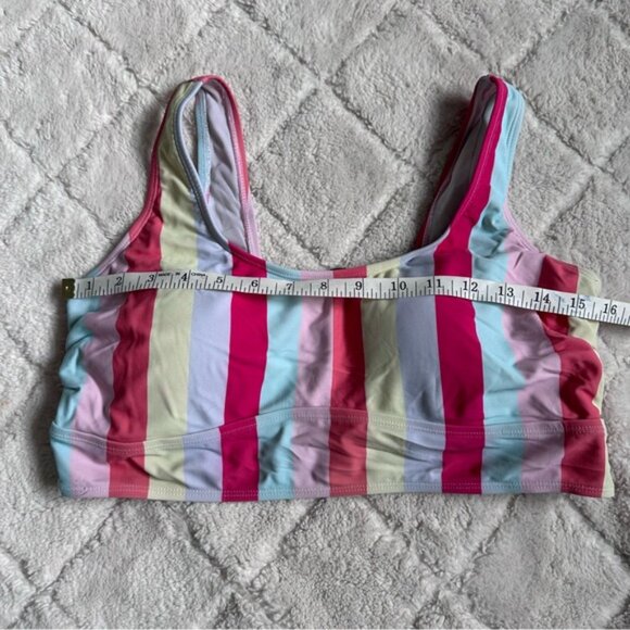 Torrid | Pastel Rainbow Stripe Wireless Scoop Bikini Top | Size 1 - Picture 8 of 10